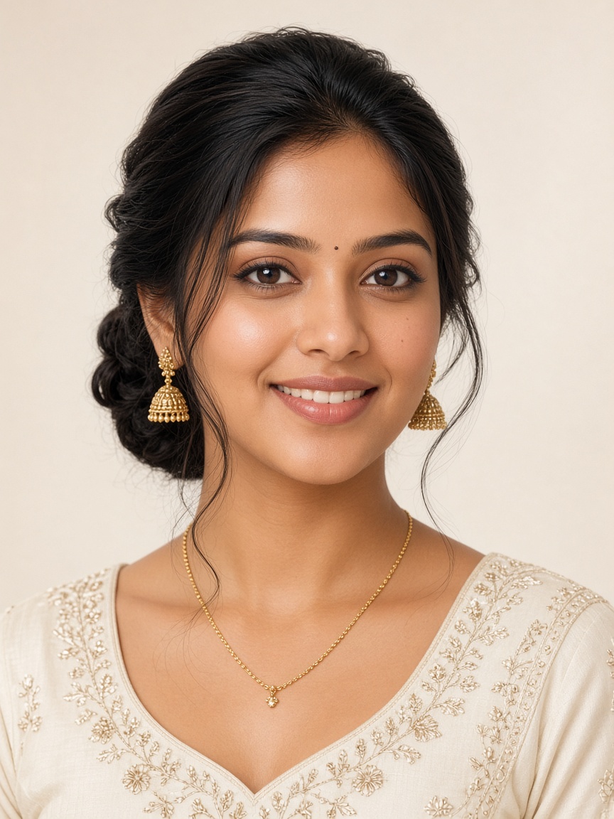 Bride with natural glowing skin and understated makeup